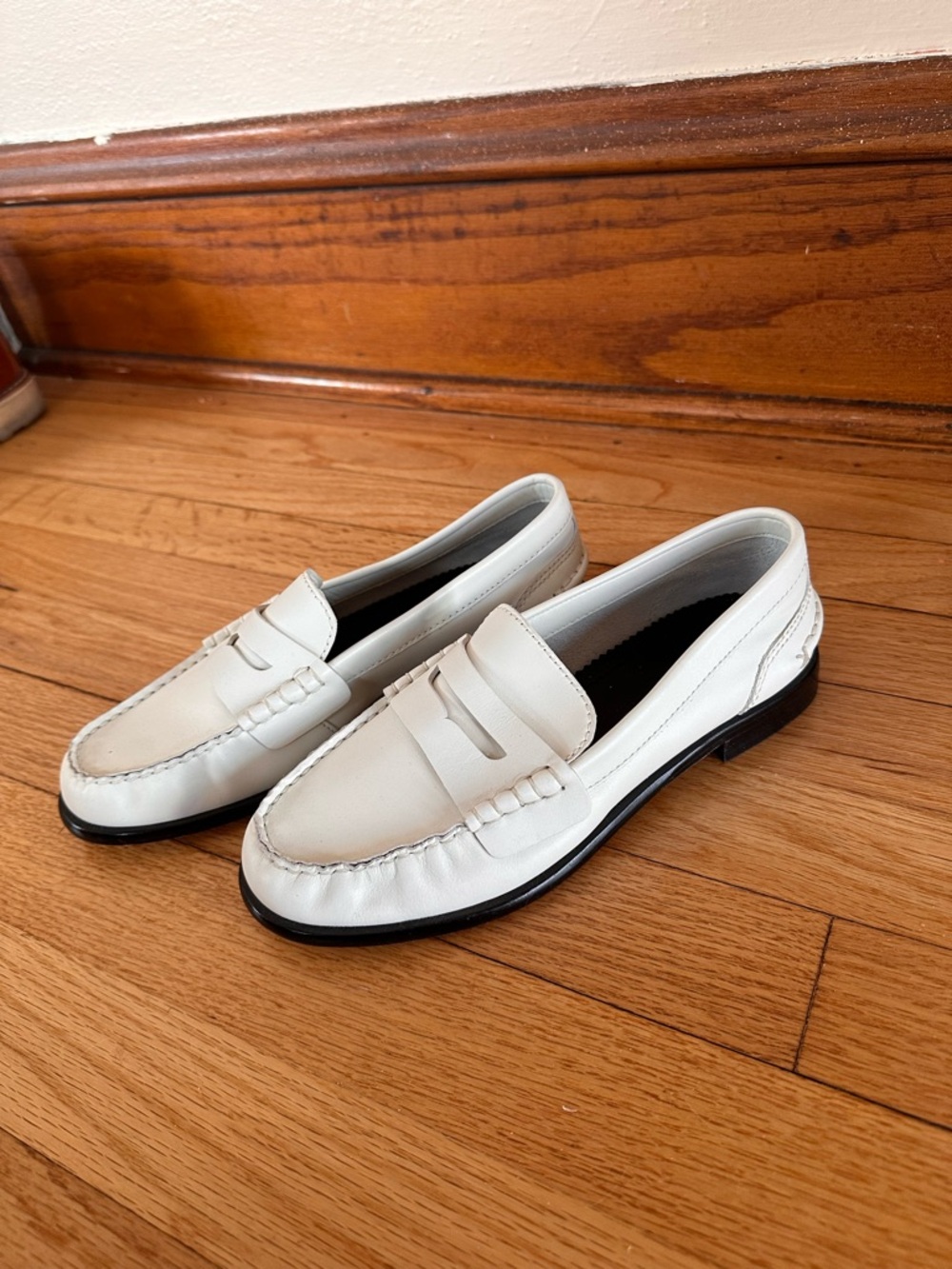 rag & bone White Leather Penny Loafers - Picture 2 of 4